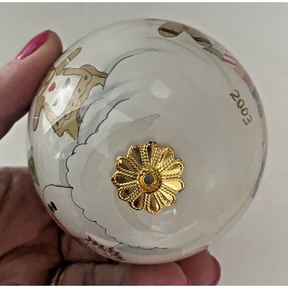 2003 Pier 1 Li Bien Gingerbread House Snowman Christmas Ornament Glass Holiday - Picture 8 of 8